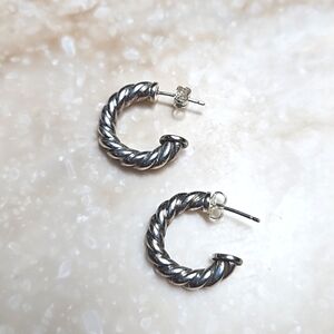 😍925 Silver Rope Design Hoop Earrings😍